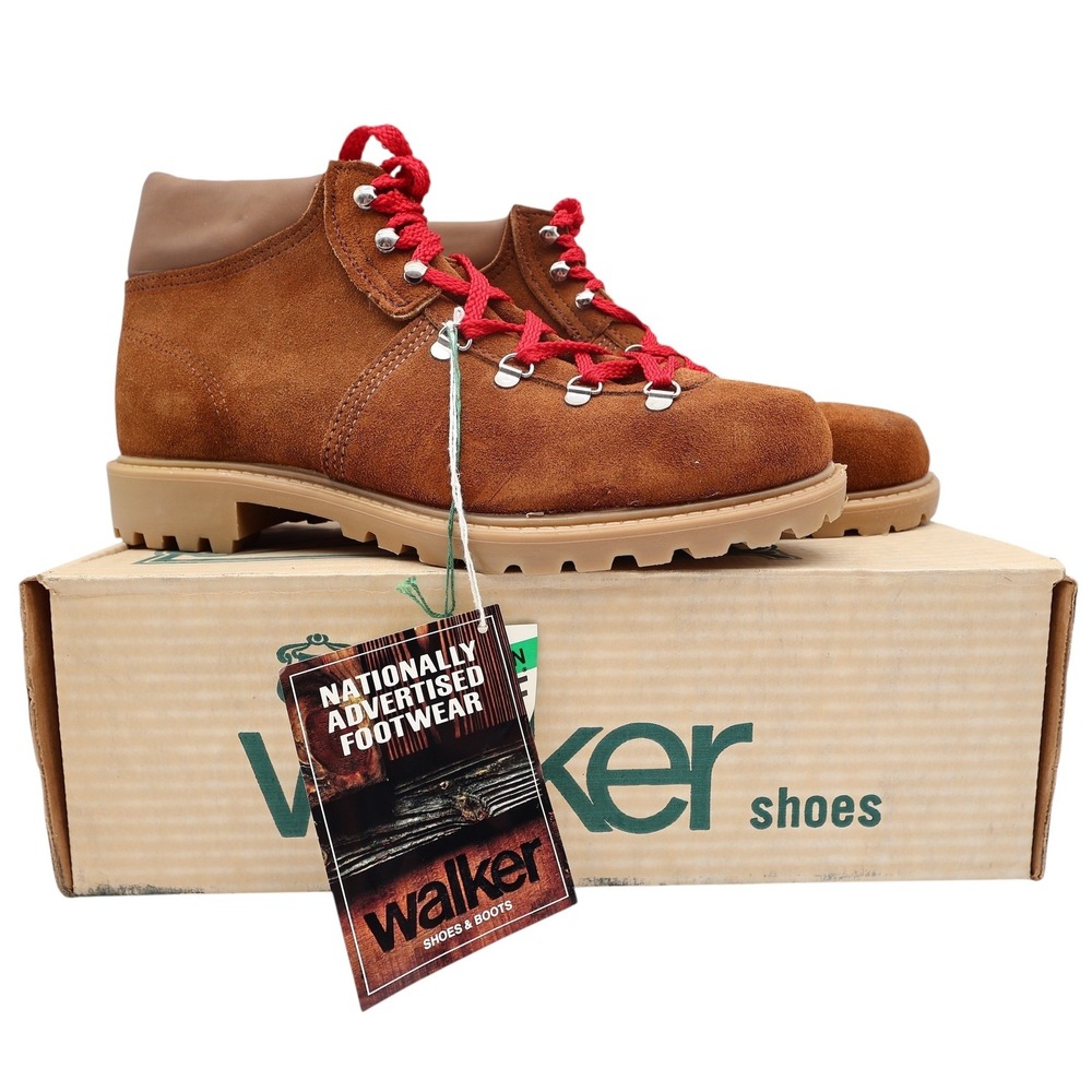 Walker Vintage 70s Hiking Boots Mens 10.5 Brown Leather Deadstock NWT USA Made